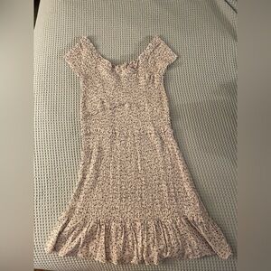 BB Dakota White / Lavender Floral Shirred Dress